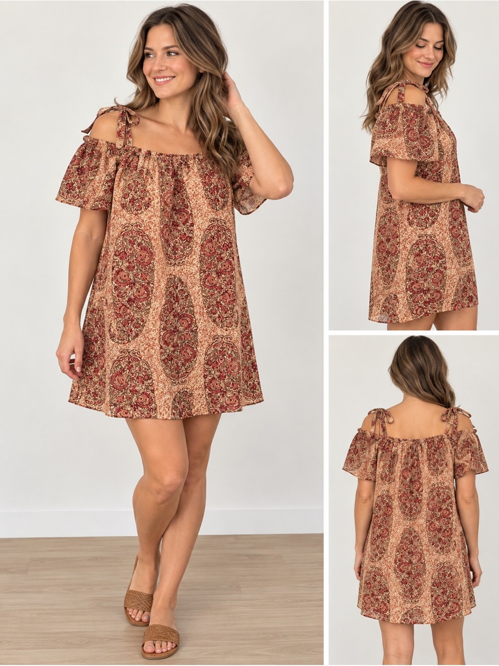 Madewell Silk Paisley Tie Shoulder Dress Large